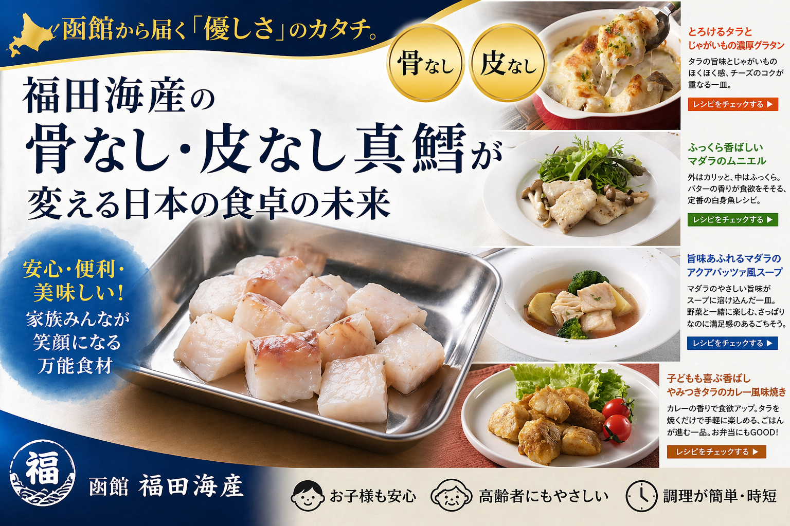 函館から届く「優しさ」のカタチ。福田海産の骨なし・皮なし真鱈が変える日本の食卓の未来